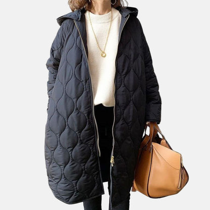 Women's Padded Parka Coat - Oversized Fit - Hooded Cotton Jacket