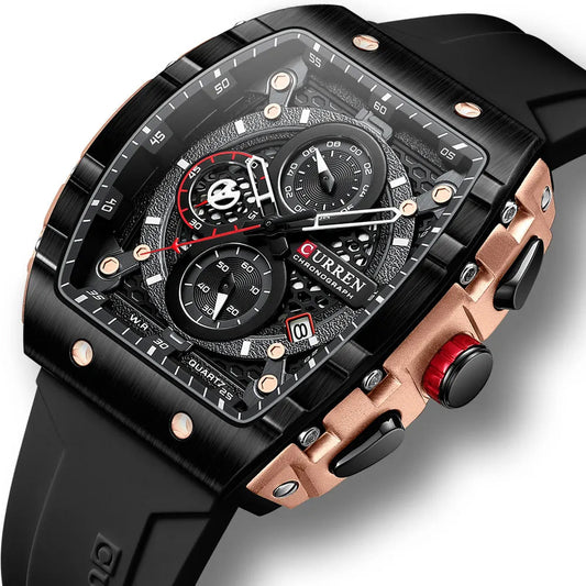 Classic Mens Leather Chrono Watch - OutfitLondon