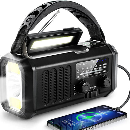 Compact Solar Hand Crank Emergency Radio Power Bank
