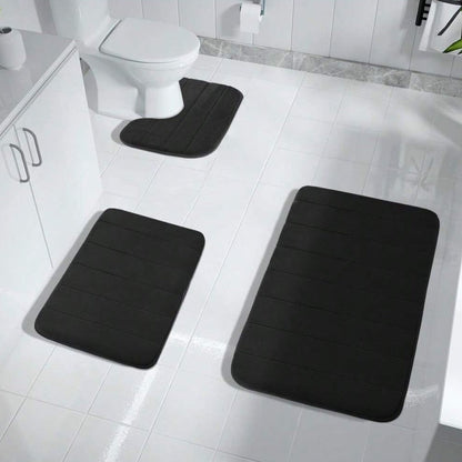 Plush 3-Piece Non-Slip Bath Mats, Memory Foam Cushioning