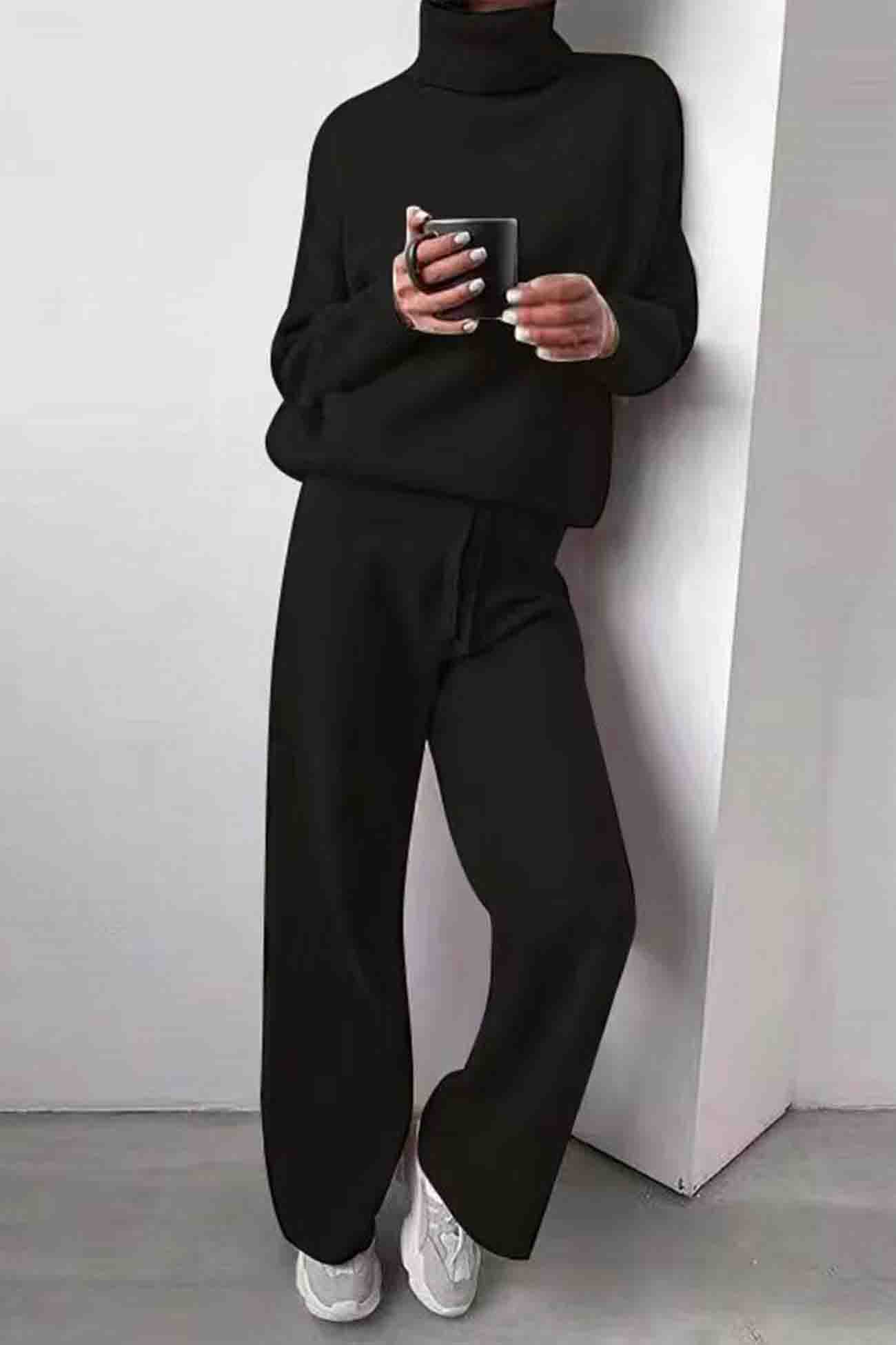Soft Women's Sweater Turtleneck Top and Pant Set