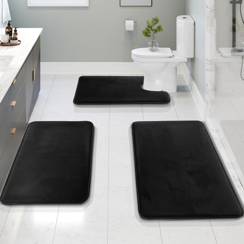 Soft Cushion Bath Mat Set 3-Piece Non Slip
