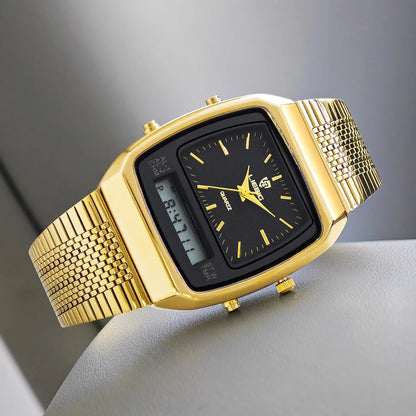 Vintage Style Dual Display Leather Watch