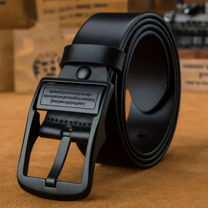 Genuine Leather Men's Traditional Metal Buckle Belt