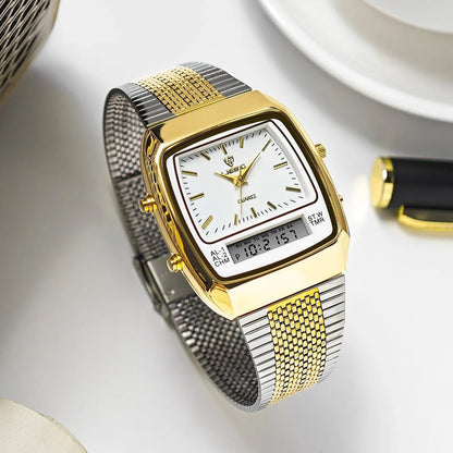 Vintage Style Dual Display Leather Watch - OutfitLondon