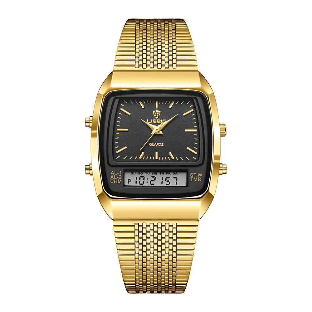 Vintage Style Dual Display Leather Watch