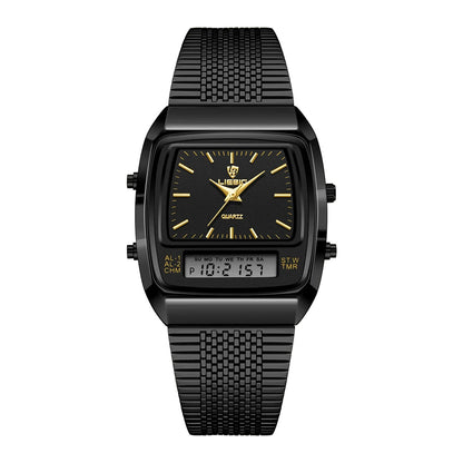 Vintage Style Dual Display Leather Watch