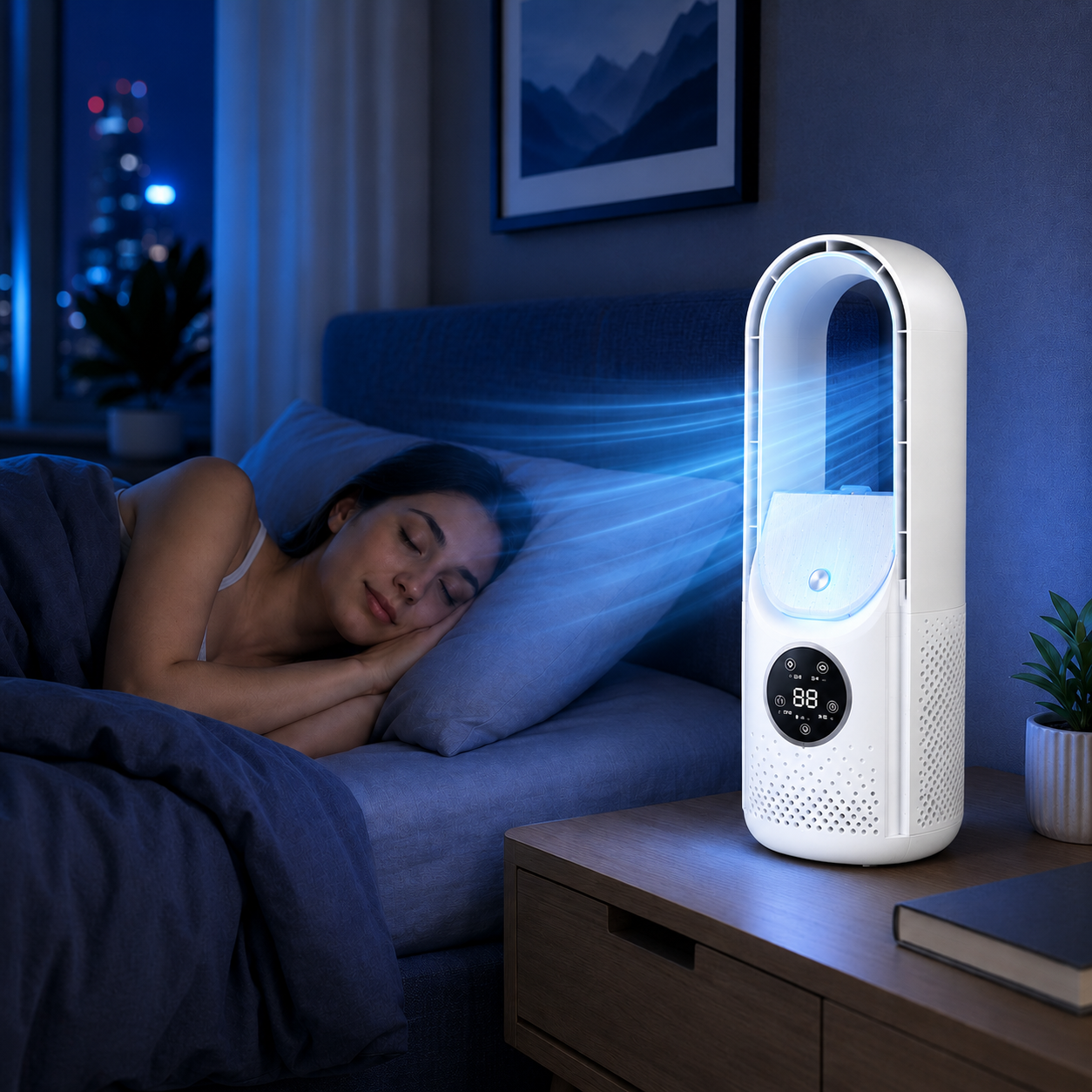 Bladeless Portable Air Cooler - Quiet & Compact Cooling for Home