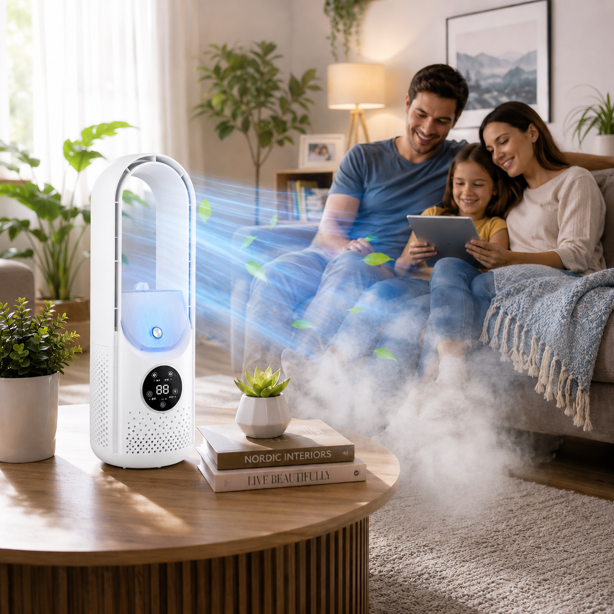 Bladeless Portable Air Cooler - Quiet & Compact Cooling for Home