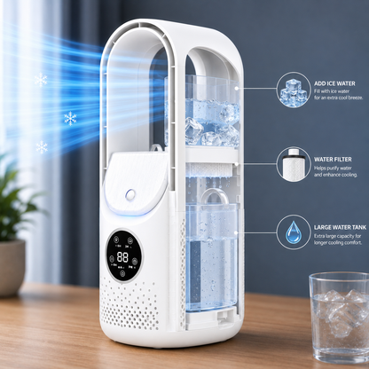 Bladeless Portable Air Cooler - Quiet & Compact Cooling for Home