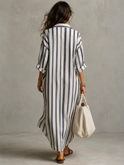 Women's Casual Cotton Maxi Dress with Pockets