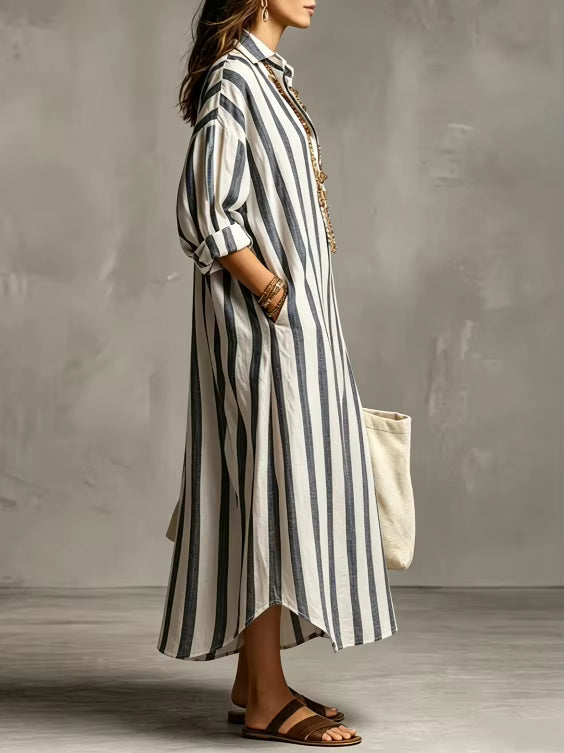 Women's Casual Cotton Maxi Dress with Pockets