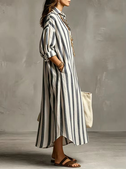 Women's Casual Cotton Maxi Dress with Pockets