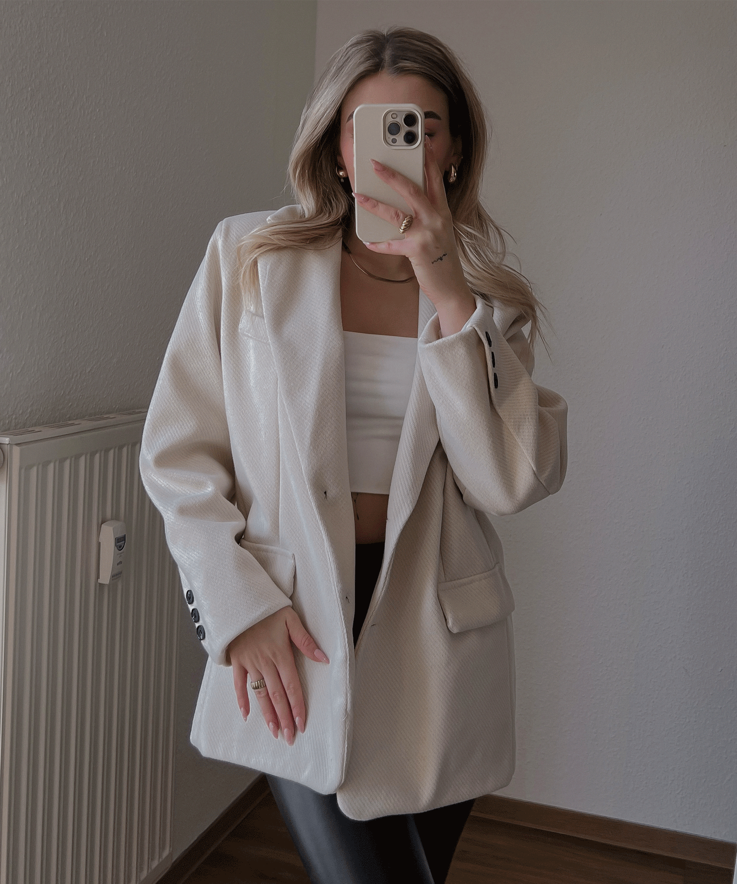 Relaxed Fit Beige Womens Casual Jacket