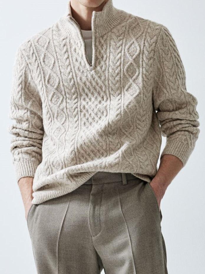 Classic Cream Crew Neck Men's Jumper - OutfitLondon