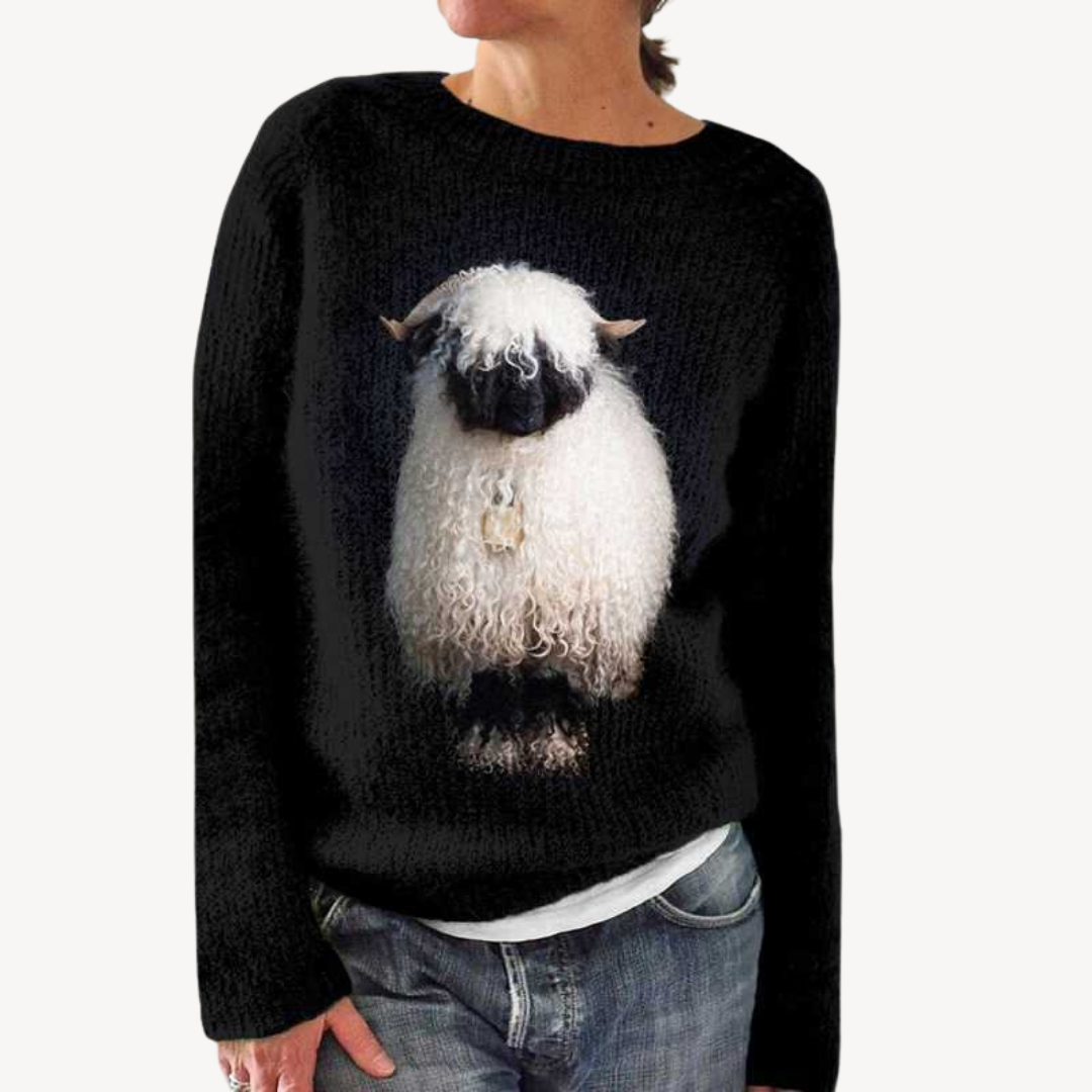 Pretty Flower Knit Sweater for Ladies