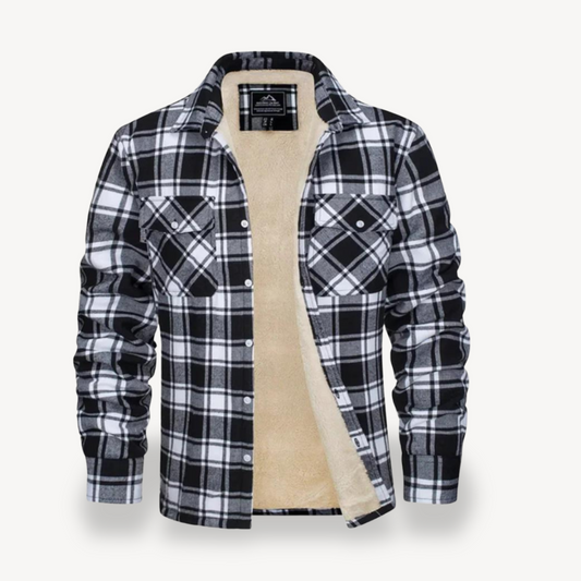Warm Plaid Sherpa Lined Flannel Shirt for Men - OutfitLondon