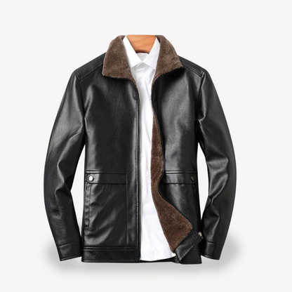 Synthetic Leather Mens Jacket with Warm Fleece Inside