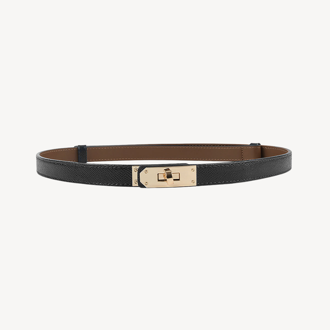 Synthetic Leather Belt with Metallic Buckle for Ladies - OutfitLondon