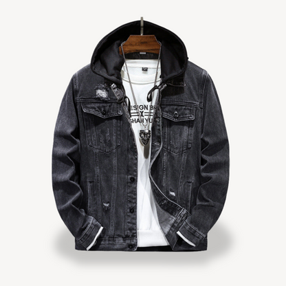 Casual Blue Jeans Hooded Jacket for Men