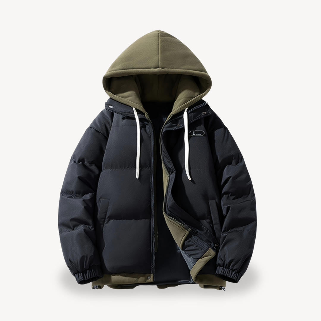 Large Mens Puffer Coat with Hood