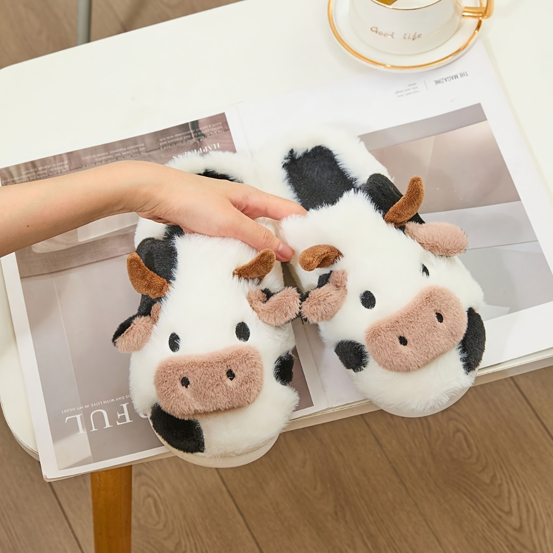 Comfortable Cow Fur Soft Slippers for Women - OutfitLondon