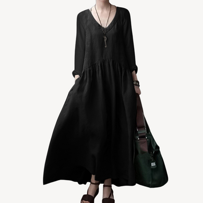 Relaxed Fit V Neck Maxi Dress for Women - OutfitLondon