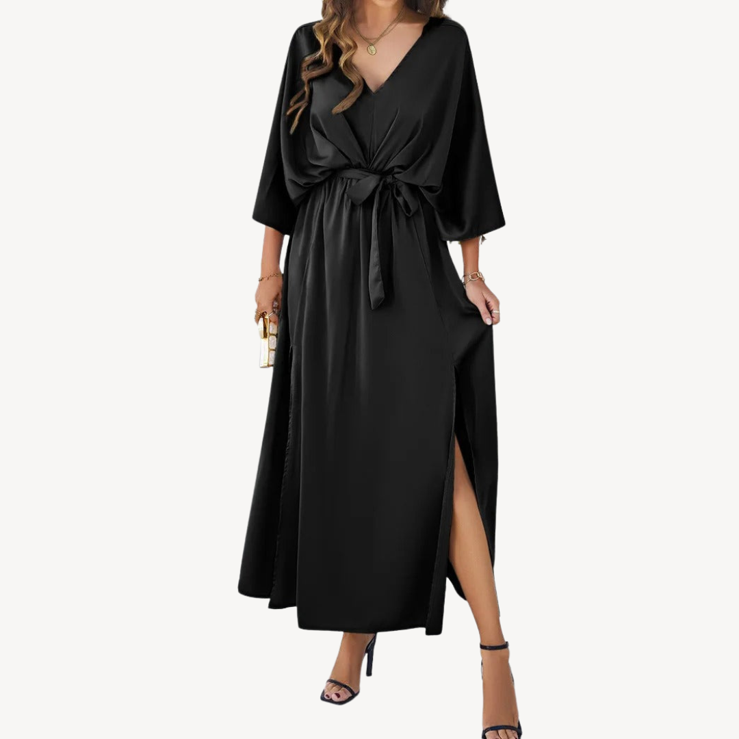 Flowy Waist Cinch Long Dress