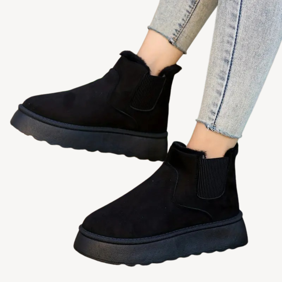 Comfortable Faux Fur Ankle Boots for Women - OutfitLondon