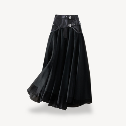 Flowy Black Long Skirt for Women Chiffon