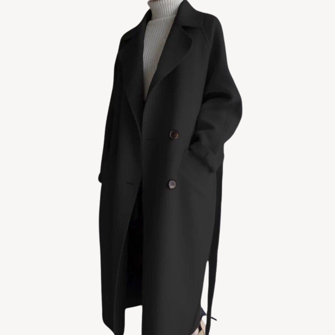 Ladies Warm Double Button Trench Coat - OutfitLondon