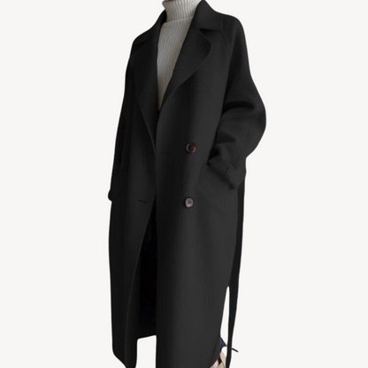 Ladies Warm Double Button Trench Coat - OutfitLondon