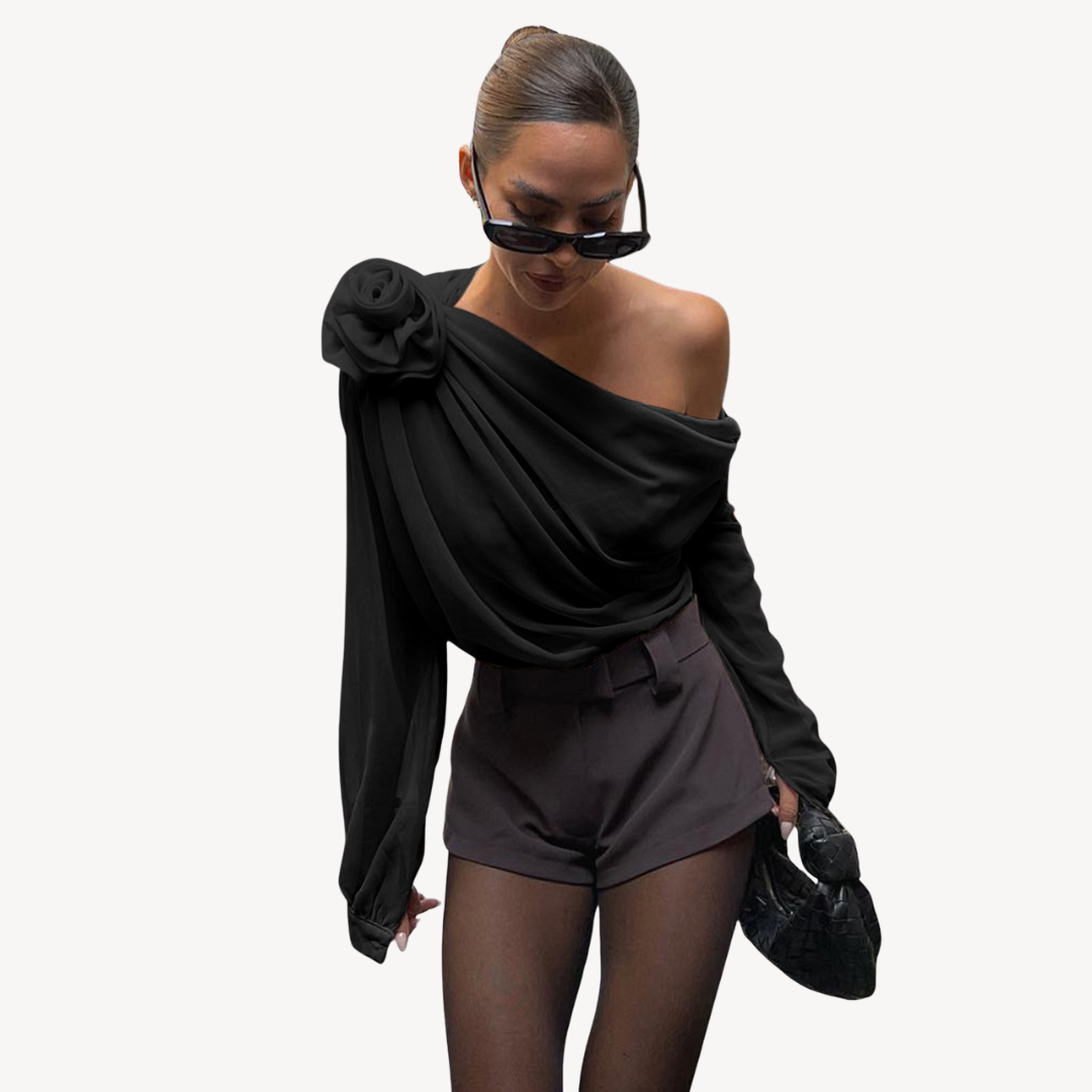 Chic Off Shoulder Flower Blouse