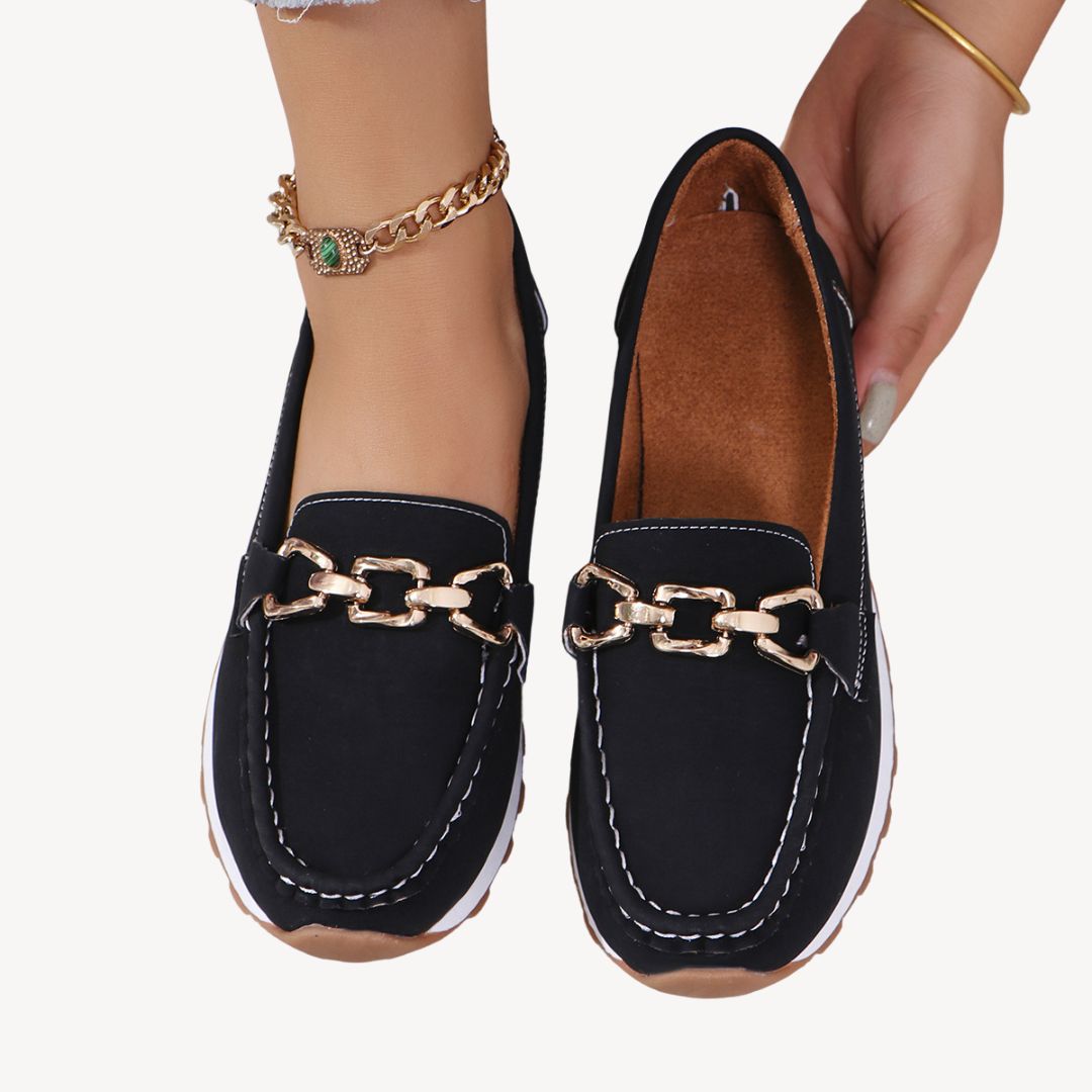 Comfortable Suede Slip On Shoes Women Chain - OutfitLondon