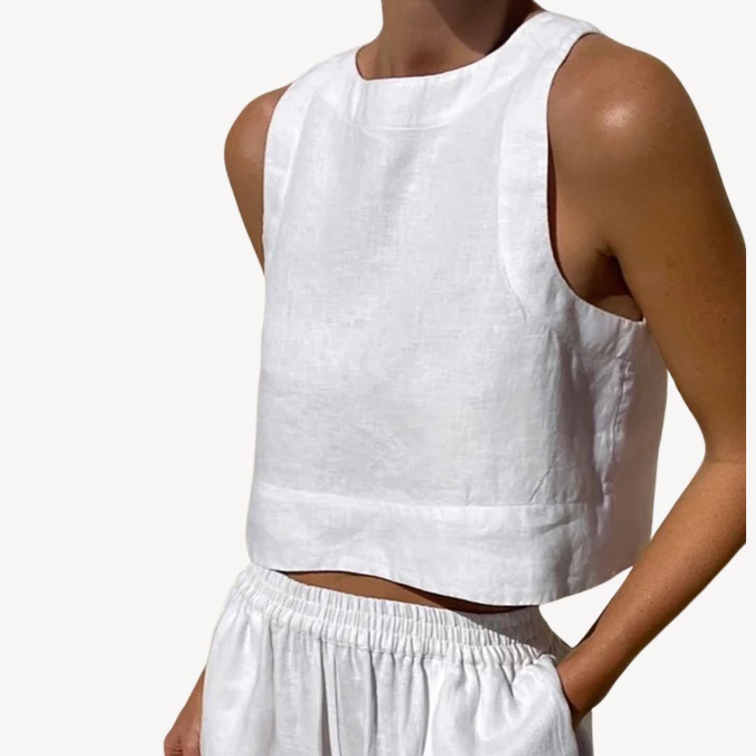 Summer Sleeveless Jumpsuit Wide Leg Pants Set