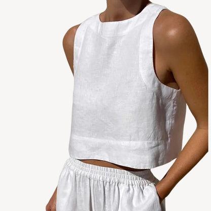 Summer Sleeveless Jumpsuit Wide Leg Pants Set