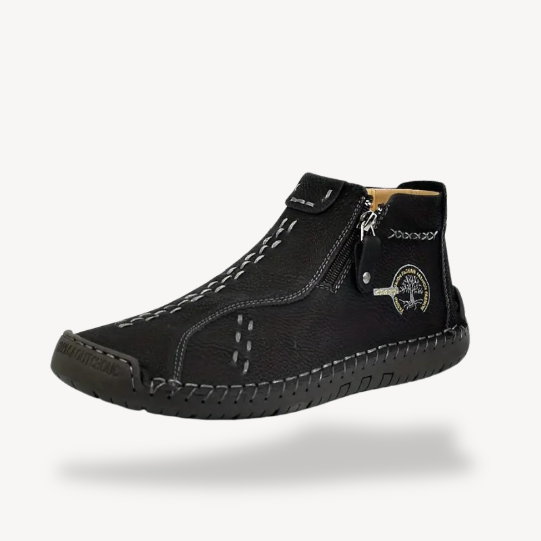 Comfortable Mens Leather Zip Boots