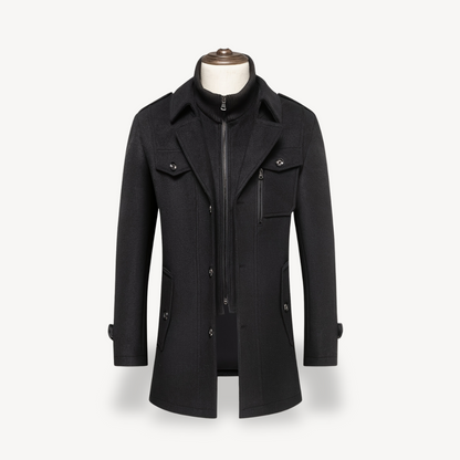 Warm Navy Wool Coat with Fleece Lining