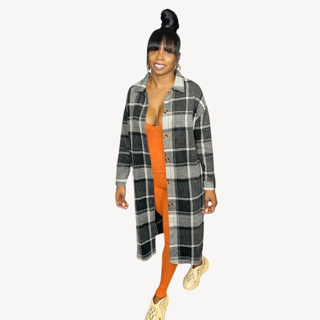 Checked Casual Women's Shirt Dress - OutfitLondon