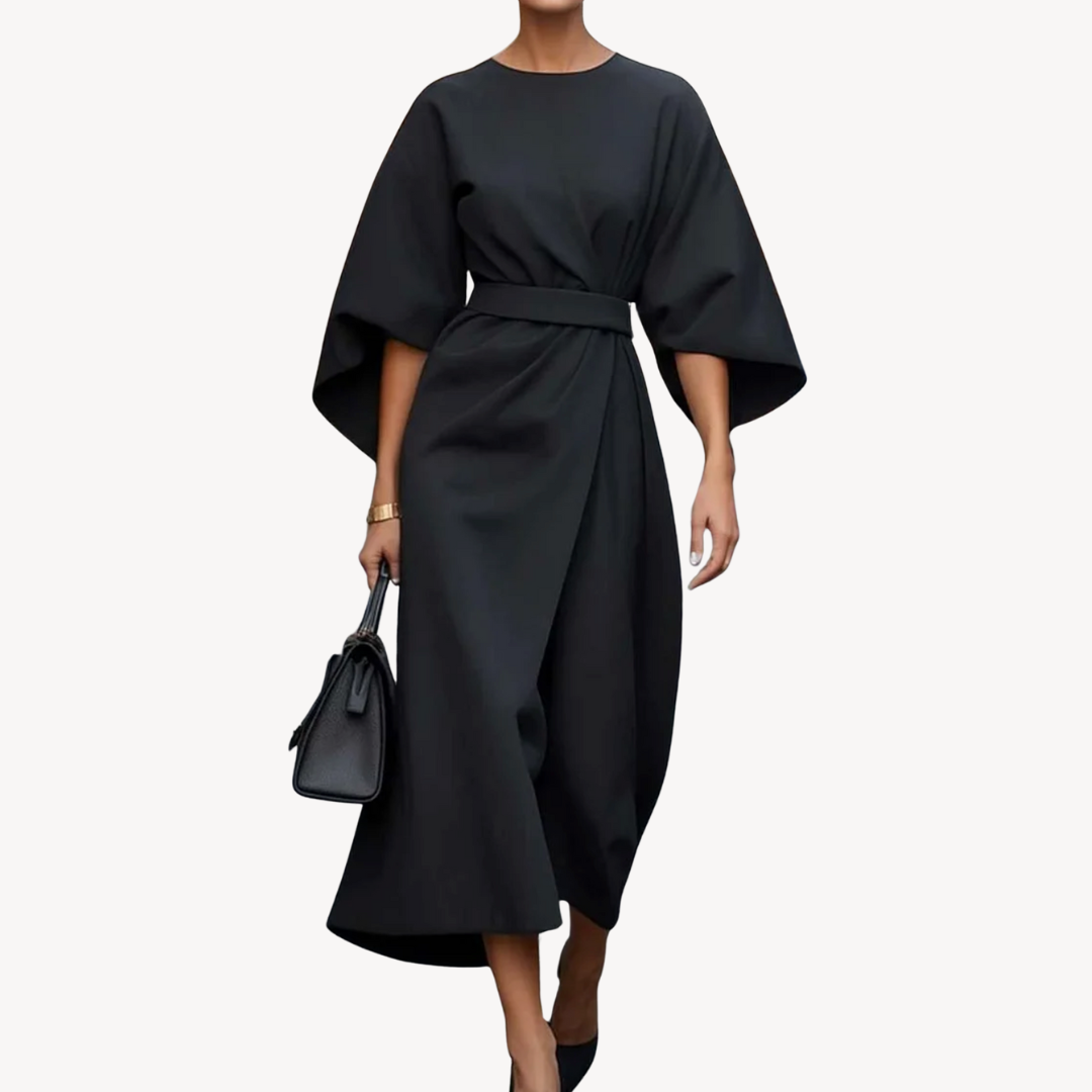 Casual Waist Tie Midi Dress