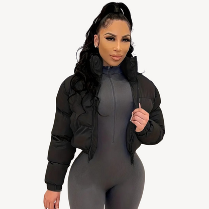 Short Puffer Zip Up Women's Jacket