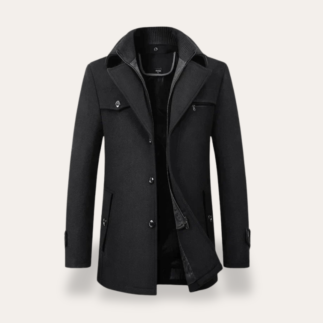 Warm Mens Parka Coat with Faux Fur Collar