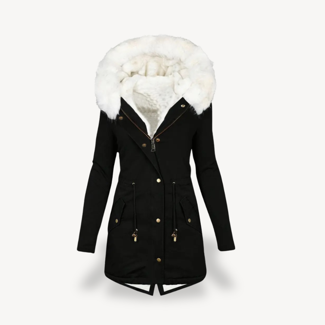 Ladies Synthetic Fur Hooded Coat Jacket