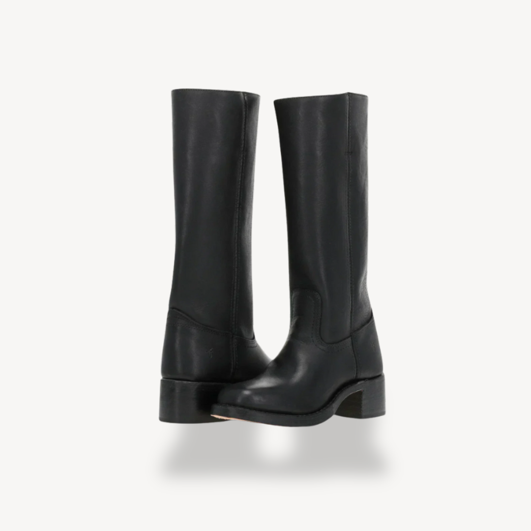 Comfortable Leather Knee High Boots with Low Block Heel
