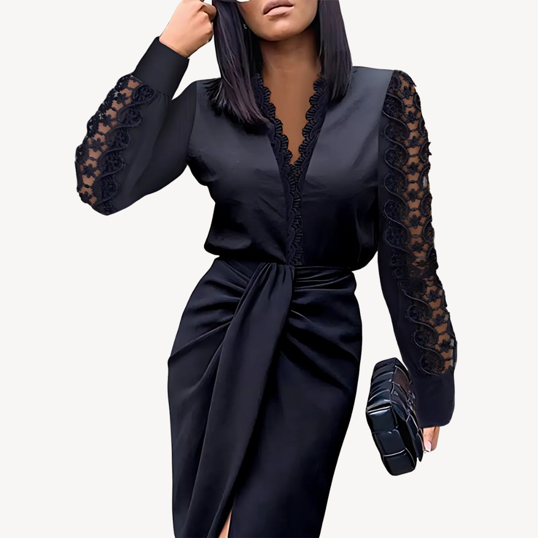 Elegant Floral Wrap Around Dress - OutfitLondon
