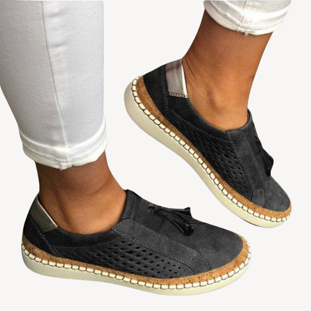 Comfortable Leather Slip On Shoes for Women - OutfitLondon