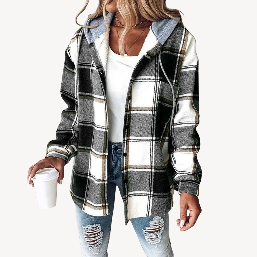 Checked Flannel Hoodie Coat - OutfitLondon