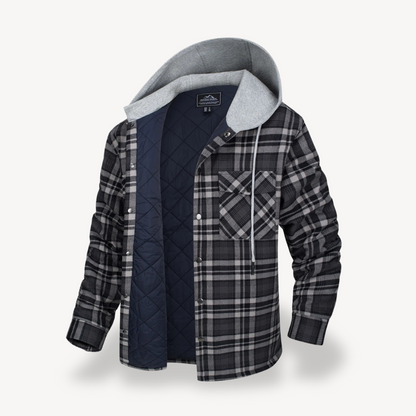 Warm Checked Hoodie Coat for Men - OutfitLondon