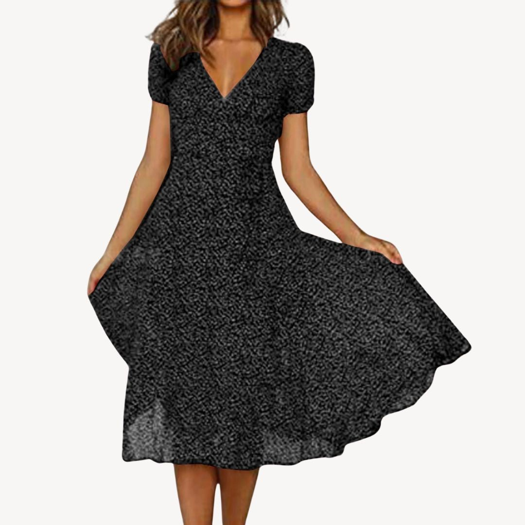 Ladies' Pretty Flower Short Sleeve Dress - OutfitLondon