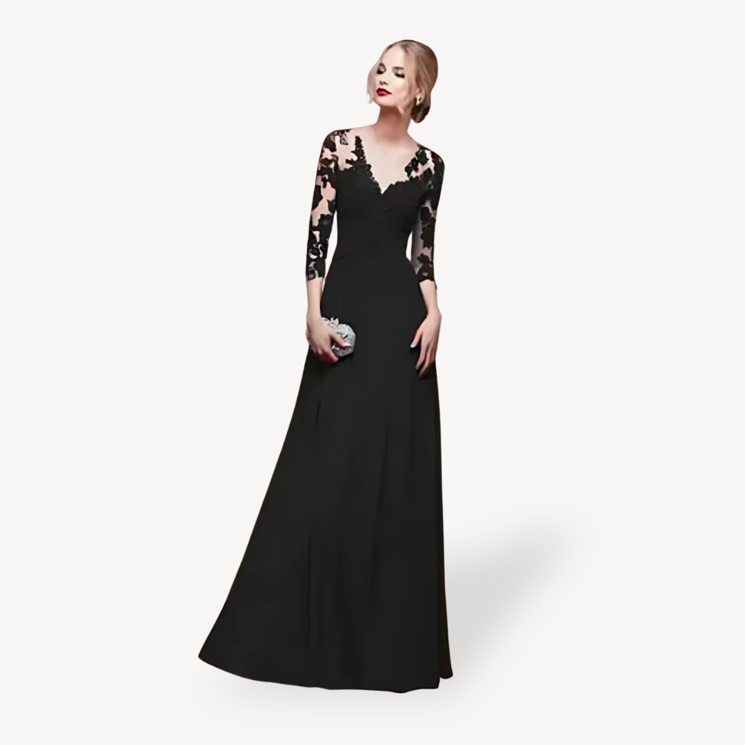 Elegant Floral Floor Length Women's Dress